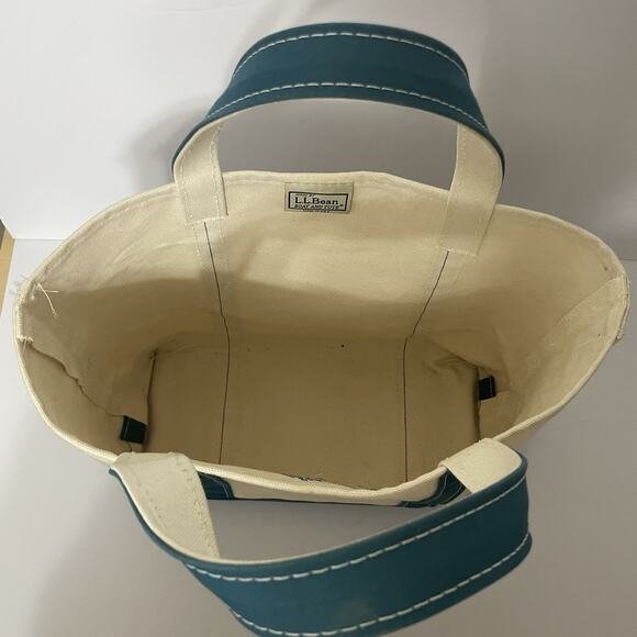 LL Bean Boat and Tote Canvas Bag Meduim USA Teal Blue Embroidered MiMi -See Pics - Picture 14 of 16